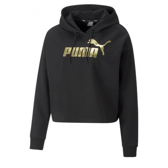 Puma ESS+ Metallic Logo Cropped Hoodie FL - BLACK 849957-01