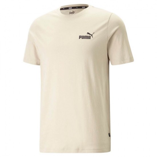 Puma Ανδρικό T-shirt Μπεζ με Λογότυπο