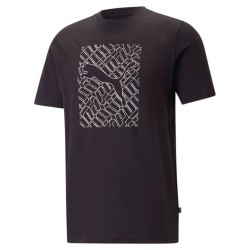 Puma Graphics Cat Ανδρικό T-shirt Μαύρο με Στάμπα