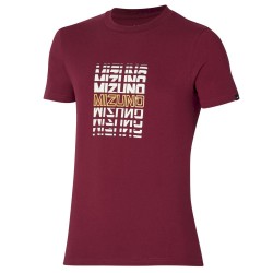 Mizuno Αθλητικό Ανδρικό T-shirt Μπορντό με Λογότυπο
