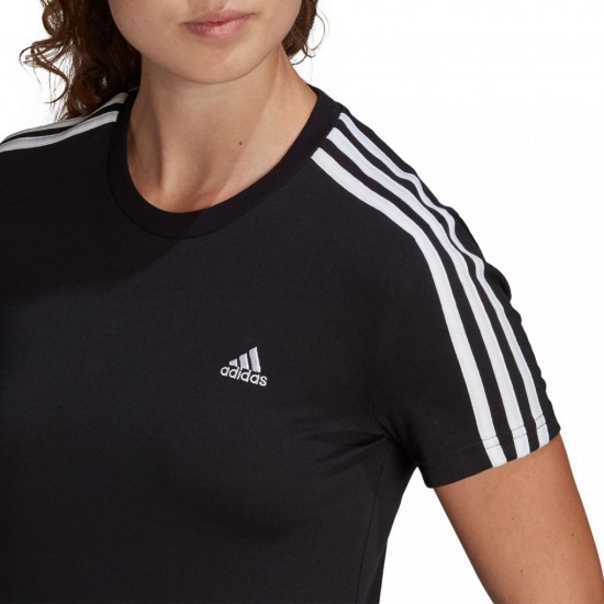 Adidas 3 Stripes Αθλητικό Γυναικείο T-shirt Μαύρο